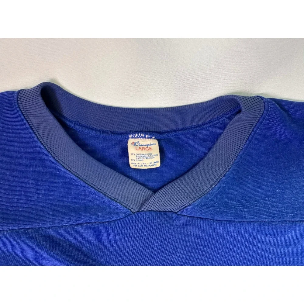 Vintage 70s Champion Blue Bar Jersey Shoreline Star Greyhound Park 69 Large‎ USA